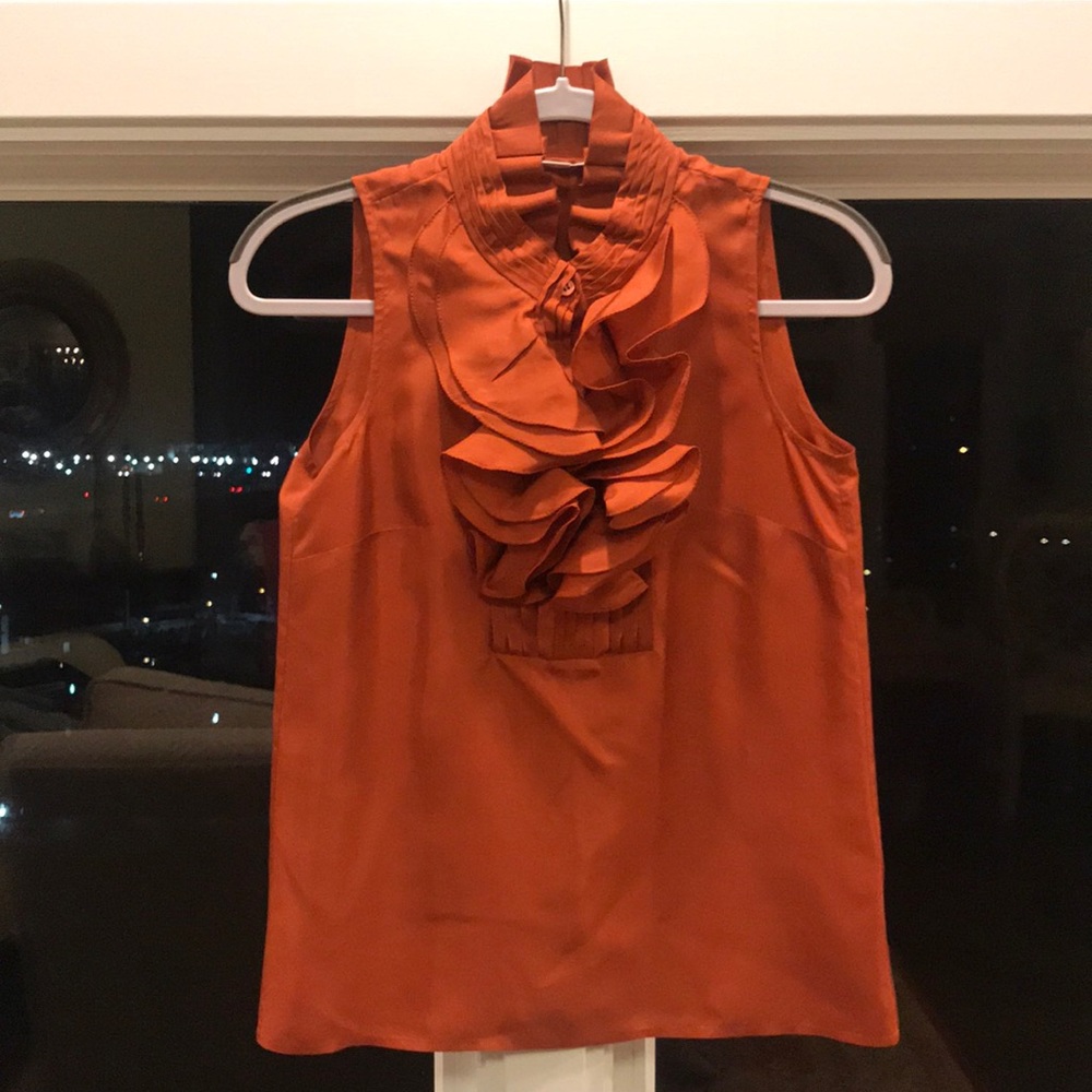 J. Crew sleeveless ruffle silk blouse